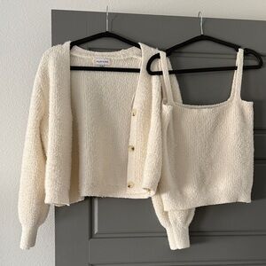 Chic Cream Cardigan and Tank Set